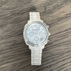 Michael Kors Ivory Ceramic Chronograph Watch